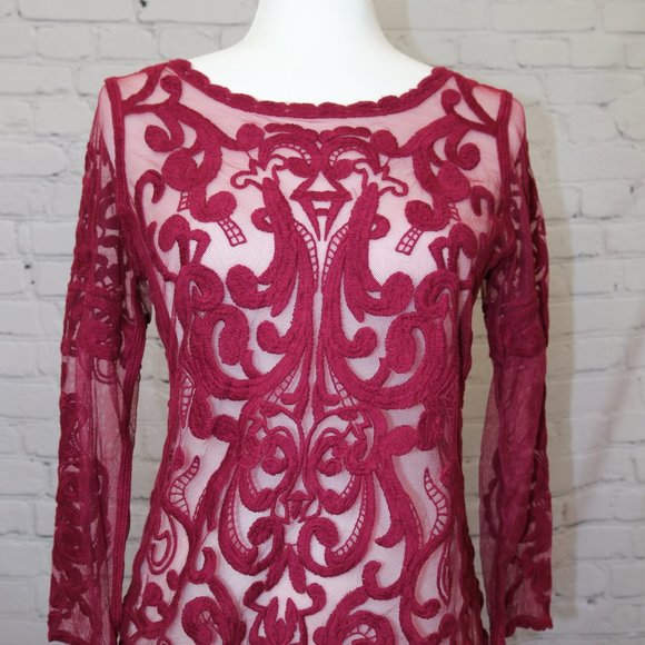 2/$30 Red Embroidered Express Top - Picture 2 of 7